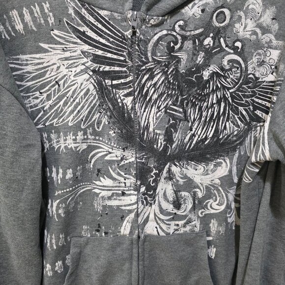 Romwe Grey Zip Up Hoodie with Graphic Print – Women’s Medium - Picture 2 of 10